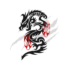 black dragon silhouette vector concept