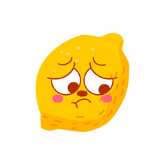 cute face lemon character vector