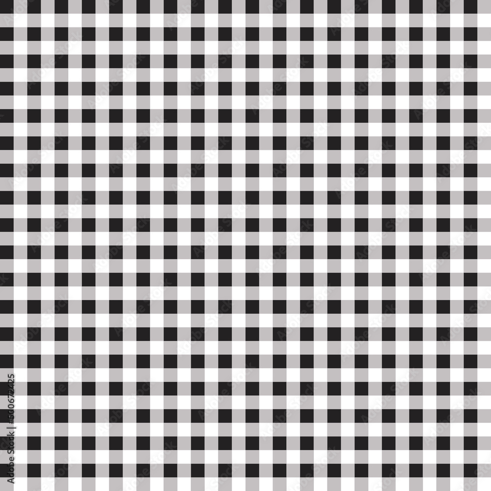 Poster Black and white tartan made of small squares. 
Intertwined with gray squares, making a monotonous and monochrome primitive pattern of squares.