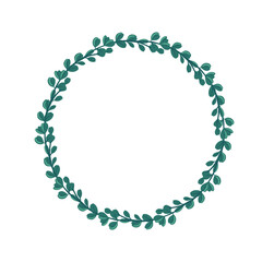 Simple and elegant eucalyptus wreath. Vector floral wreath with green eucalyptus leaves. 