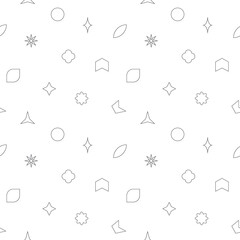 Seamless pattern with shape and symbol icon on white background. Included the icons as elements, circle, square, triangle, cross, rectangle, pentagon, hexagon, star, octagon And Other Elements.