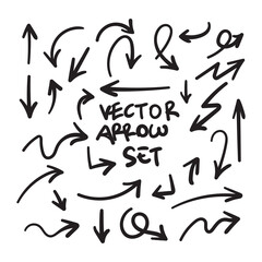 Illustration of Grunge Sketch Handmade Watercolor Doodle Vector Arrow Set