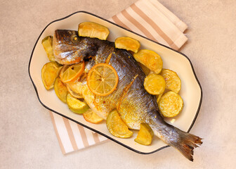 Baked lemon dolphin fish