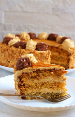 Layered torte sliced
