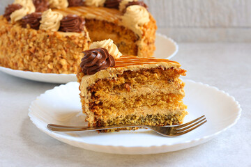Layered torte sliced