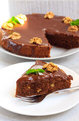 Chocolate and walnut cake