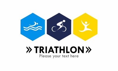 Triathlon symbol logo design template illustration