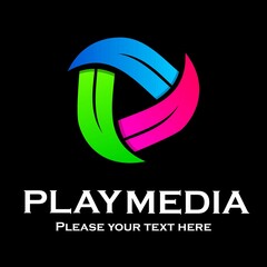 Media play logo template illustration