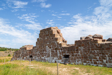 Ruins of the fortress of Bomarsund in Åland Islands, Finland, on a sunny day in the summer. It was built during 1832-1854 and it's a free and public open-air historic site.