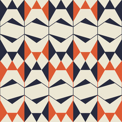 Color orange and dark blue pattern. Seamless vector geometric. Can be use for any card, print, paper, backdrop, wrapping, fabric, tablecloth. 
