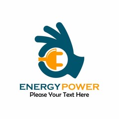 Energy power symbol logo template illustration. there are plug and hand