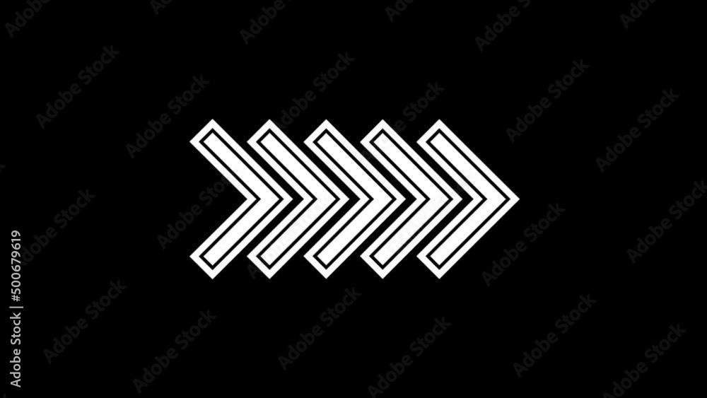 Poster white picture of arrows on a black background. one-way directions. distortion liquid style transitio