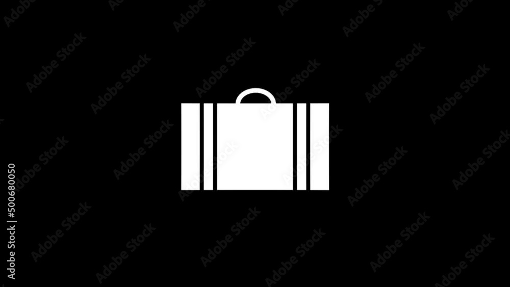 Poster white picture of suitcase on a black background. suitcase for travel. distortion liquid style transi