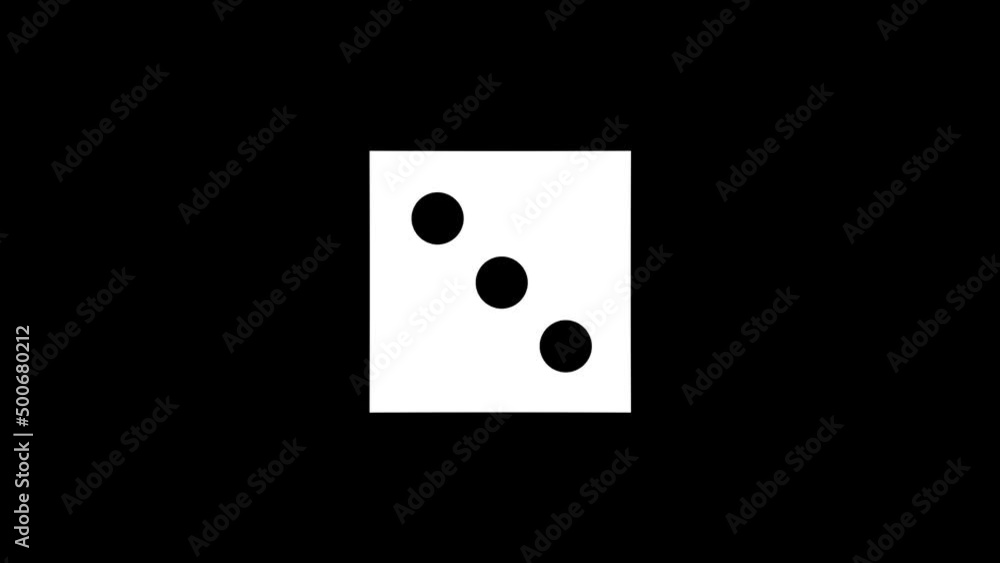 Poster white picture of dice on a black background. casino game. distortion liquid style transition icon fo