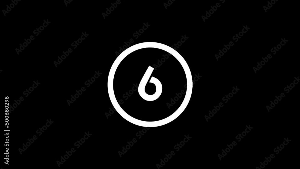 Poster white picture of six on a black background. simple number in a circle. distortion liquid style trans