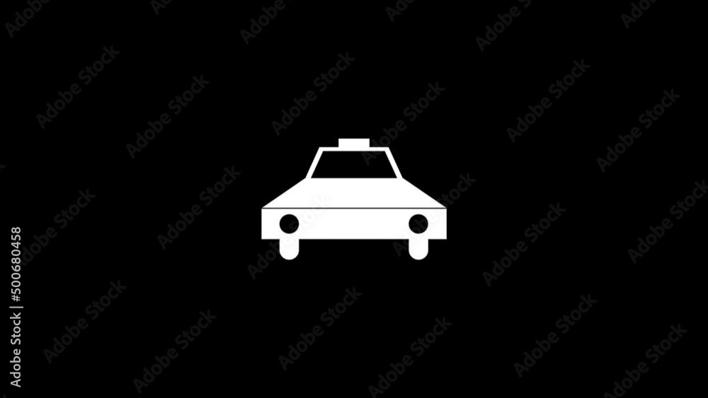 Poster white picture of taxi on a black background. transport for movement in the city. distortion liquid s