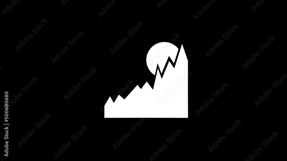 Poster white picture of landscape on a black background. landscape with mountains and moon. distortion liqu