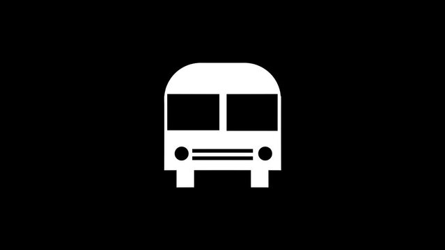 White picture of bus on a black background. transport for transportation of people. Distortion liquid style transition icon for your project. 4K video animation for motion graphics and compositing.