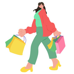 Beautiful young woman with shopping bags in their hands during the sale or discount
