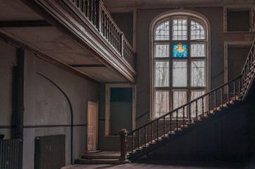 Urban exploration in an old abandoned hospital in a historic villa in Poland