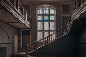 Fototapeta premium Urban exploration in an old abandoned hospital in a historic villa in Poland