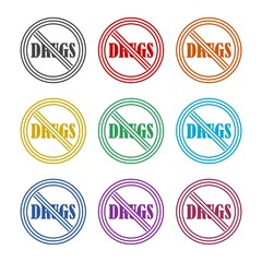 Obraz premium No drugs icon color set