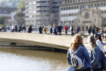 People in the downtown of Bilbao