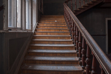 Obraz premium Urban exploration in an old abandoned hospital in a historic villa in Poland