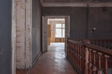 Fototapeta na wymiar Urban exploration in an old abandoned hospital in a historic villa in Poland