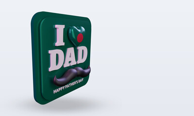 3d fathers day Bangladesh love flag rendering left view