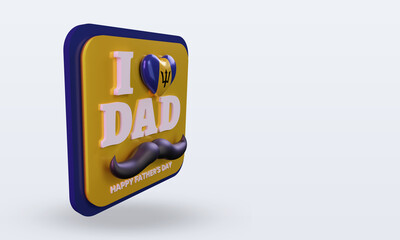 3d fathers day Barbados love flag rendering left view