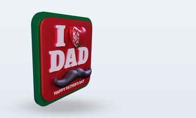 3d fathers day Belarus love flag rendering left view