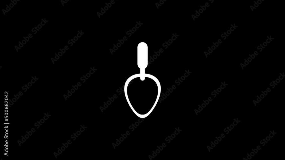 Poster white picture of trowel on a black background. tool for repairs in the room. distortion liquid style