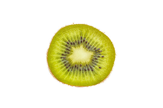Half slice Kiwi fruit with isolate background. Food object with die cut white background