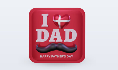 3d fathers day Denmark love flag rendering front view