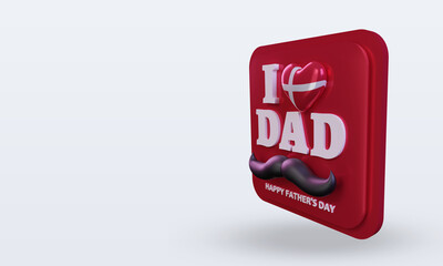 3d fathers day Denmark love flag rendering right view