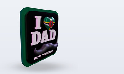 3d fathers day Dominica love flag rendering left view