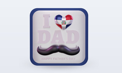 3d fathers day Dominican Republic love flag rendering front view