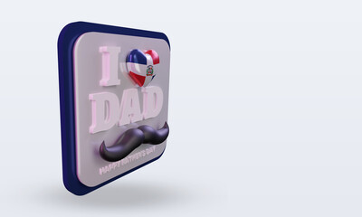 3d fathers day Dominican Republic love flag rendering left view