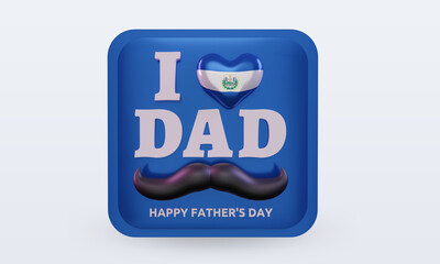 3d fathers day El Salvador love flag rendering front view