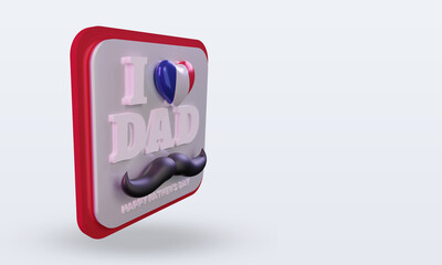3d fathers day France love flag rendering left view