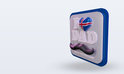 3d fathers day Iceland love flag rendering right view