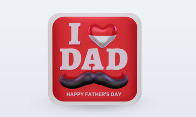 3d fathers day Indonesia love flag rendering front view
