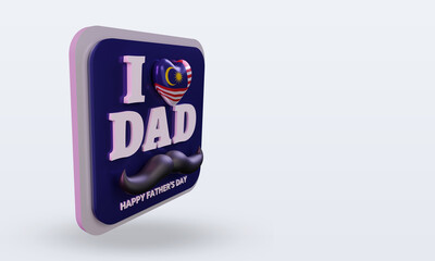 3d fathers day Malaysia love flag rendering left view