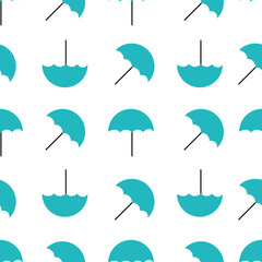 Winter umbrella in blue seamless vector pattern design