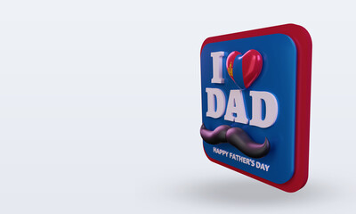 3d fathers day Mongolia love flag rendering right view