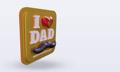 3d fathers day Montenegro love flag rendering left view