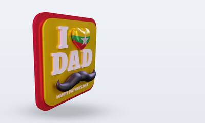 3d fathers day Myanmar love flag rendering left view