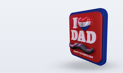 3d fathers day Paraguay love flag rendering right view