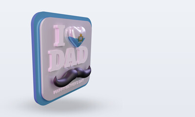 3d fathers day San Marino love flag rendering left view